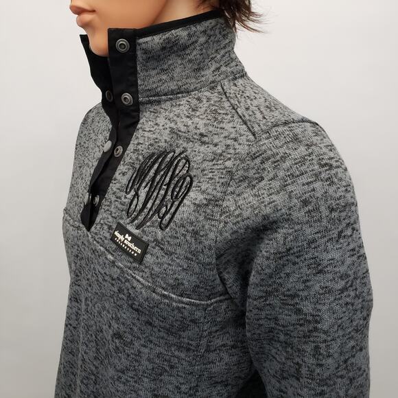 Simply Southern Sweater 1/4 Quarter Snap Button Knit Pullover Unisex M Gray - Picture 9 of 14